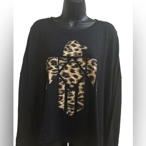 ⭐️NWT⭐️Women's Ariat Long Sleeve T-Shirt w/Leopard Print Graphic🔥FINAL PRICE🔥